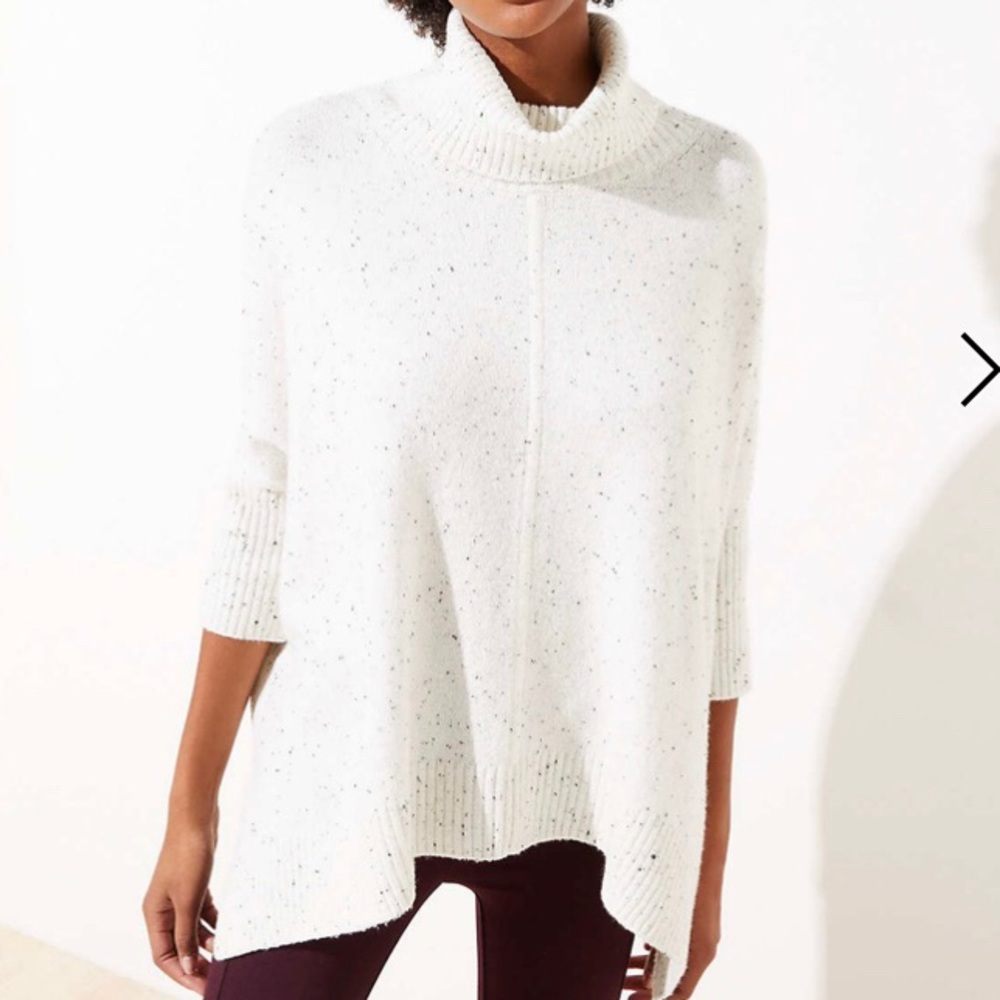 Loft Flecked Turtleneck Poncho Sweater